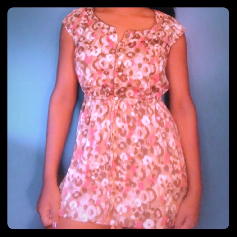 merona pink floral knee-length vintage dress